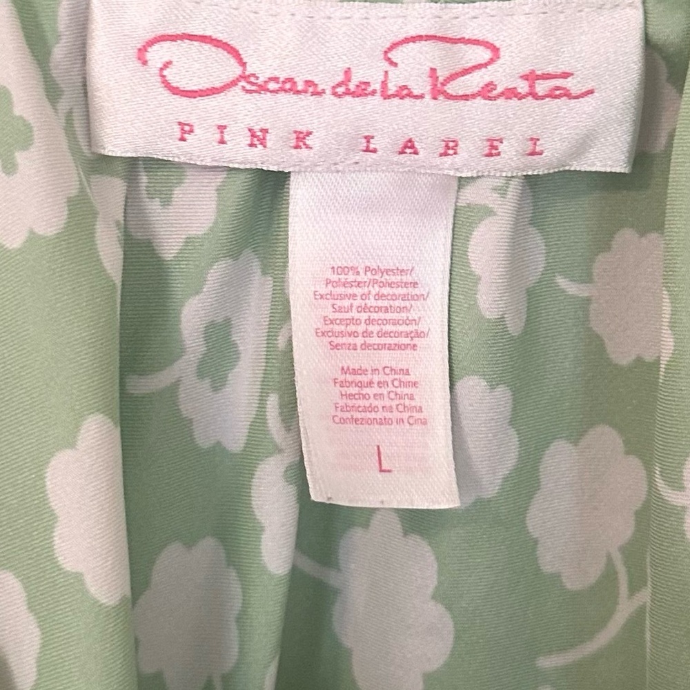 Vintage Oscar De La Renta Green Floral Chemise Satin Mini Slip Dress Large - Picture 5 of 5